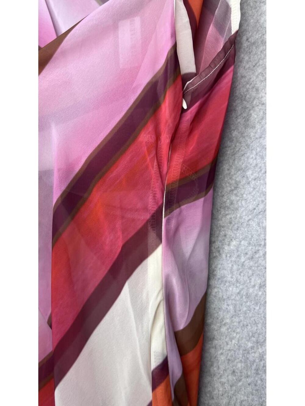 Motel Anira Maxi Dress Pink Chiffon Sheer Stripe Cowl Neck M Y2K Festival 70s - Picture 11 of 13